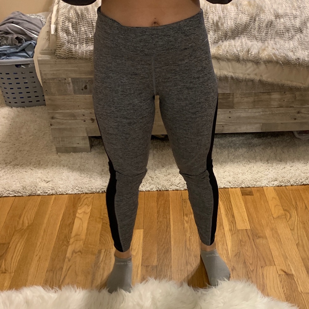 Space grey leggings with black mesh sides